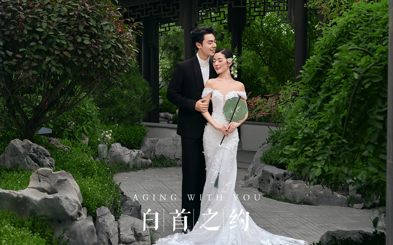 蕾丝鱼尾婚纱适配中式园林真的绝