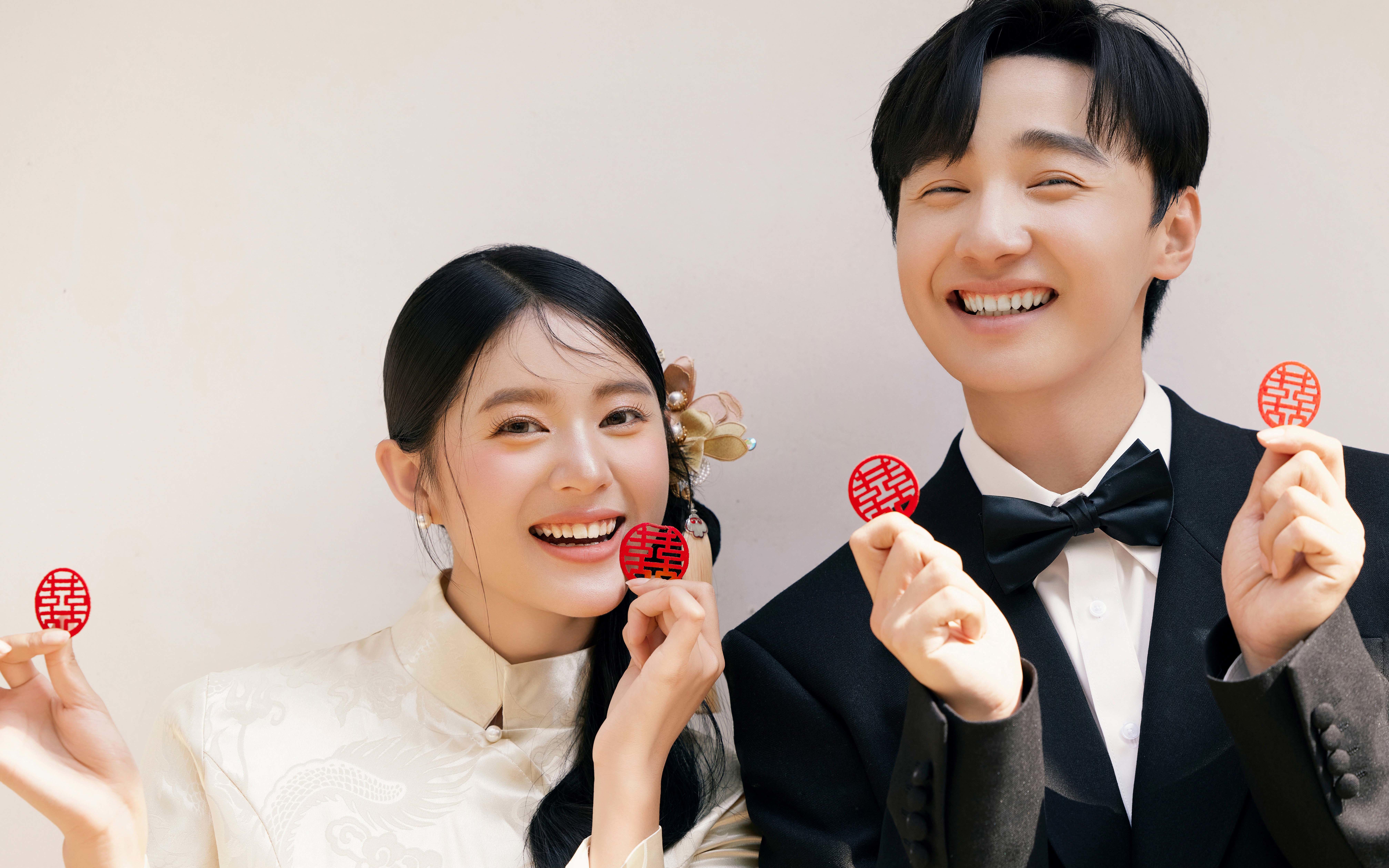 呀！太喜庆啦！大囍字复古园林婚纱照！