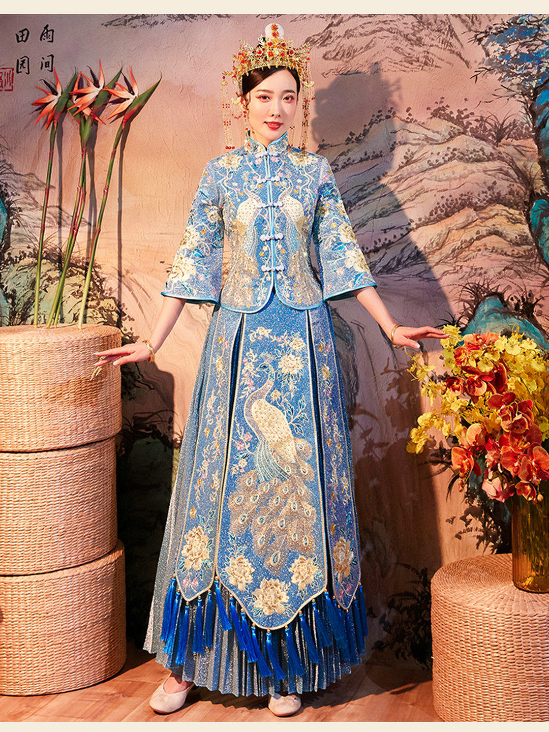 【壹品服饰】蓝色中式秀禾服经典款