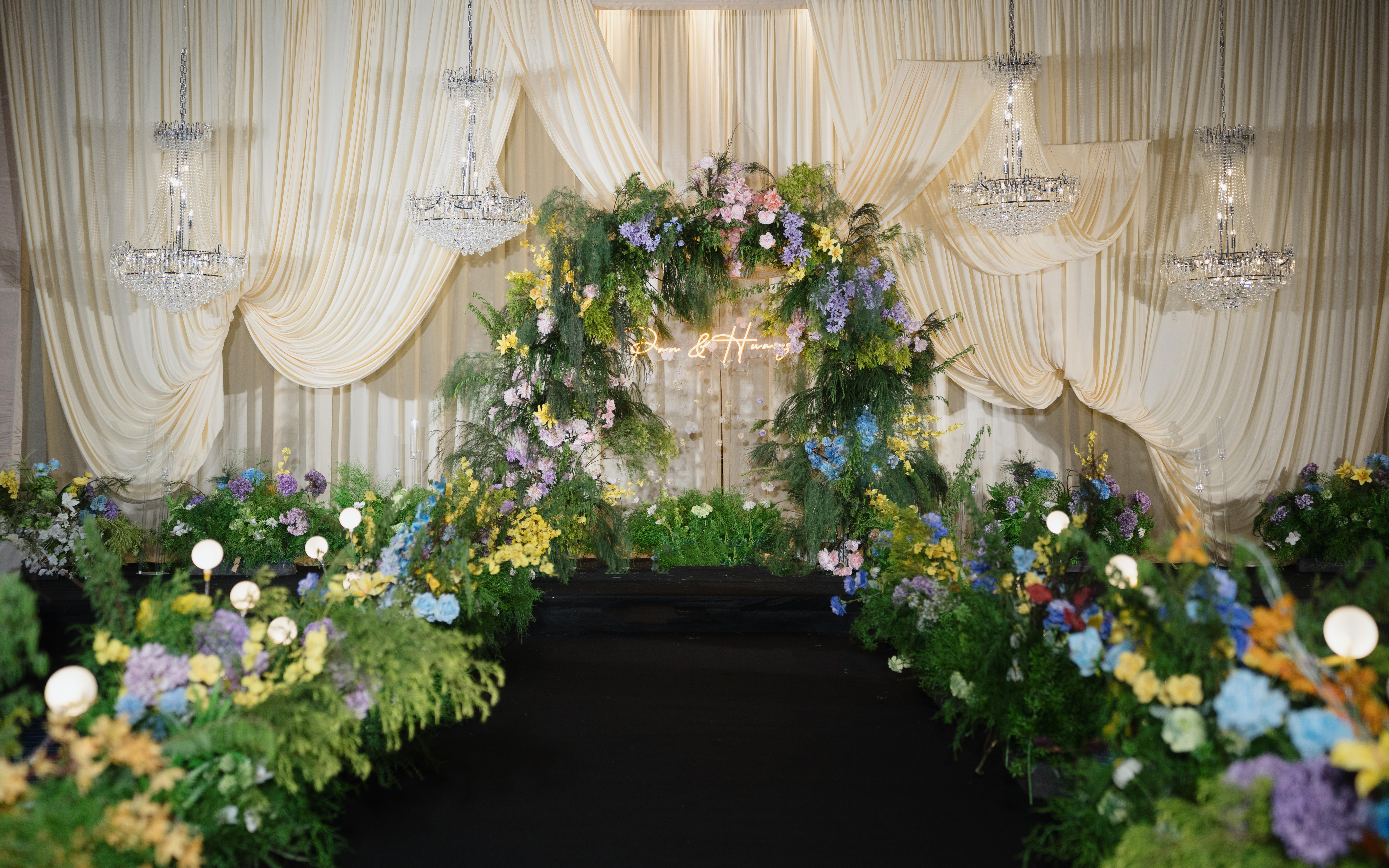 香槟绿植布艺婚礼-仿真6500，部分真绿7300