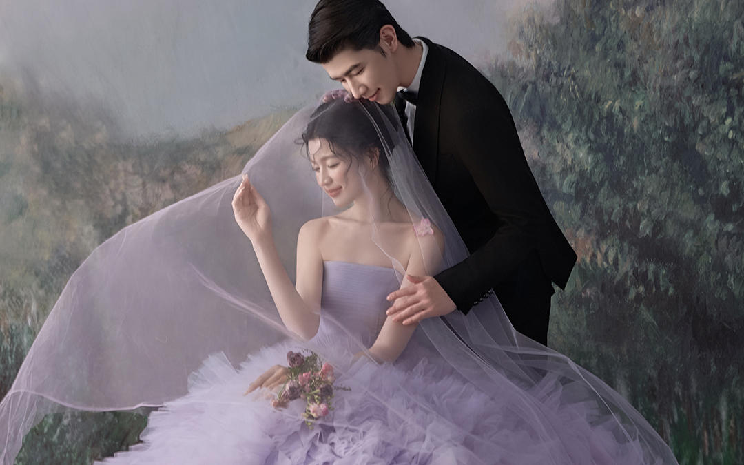 【西北龙摄影】紫色油画风婚纱照太绝了