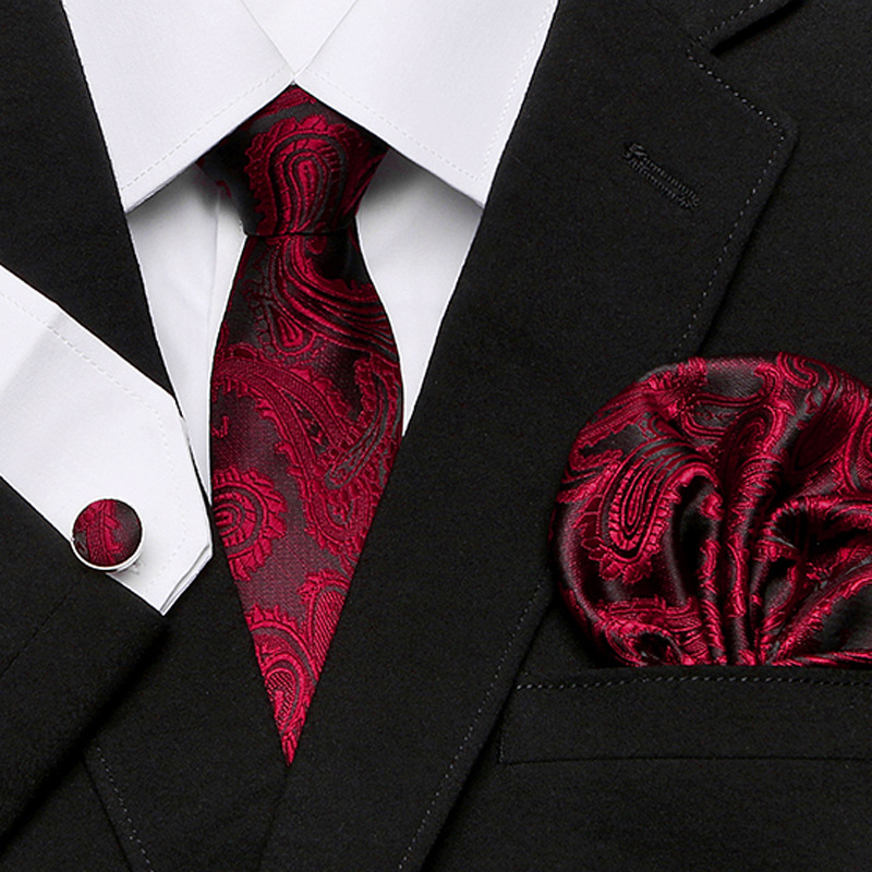 礼物男士领带新款热卖腰果花系列欧美风尚领带三件套装新郎结婚领结