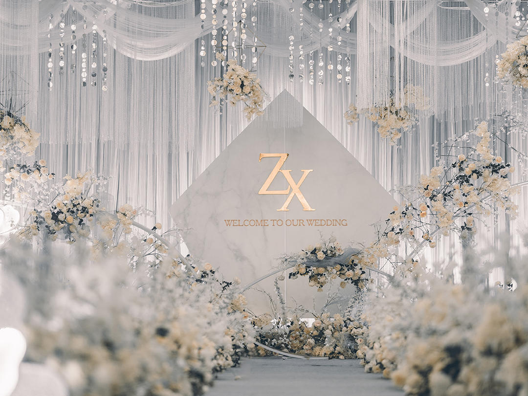 【际遇】灰白色时尚风格婚宴布置婚礼策划 
