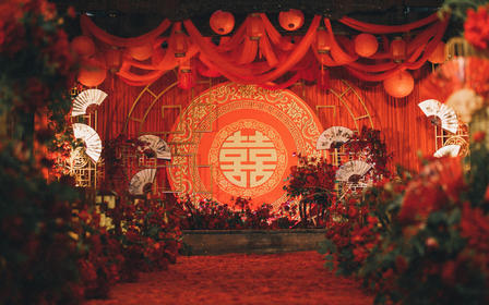 【焦糖婚礼】新中式红色凸显名称设计婚礼包四大金刚