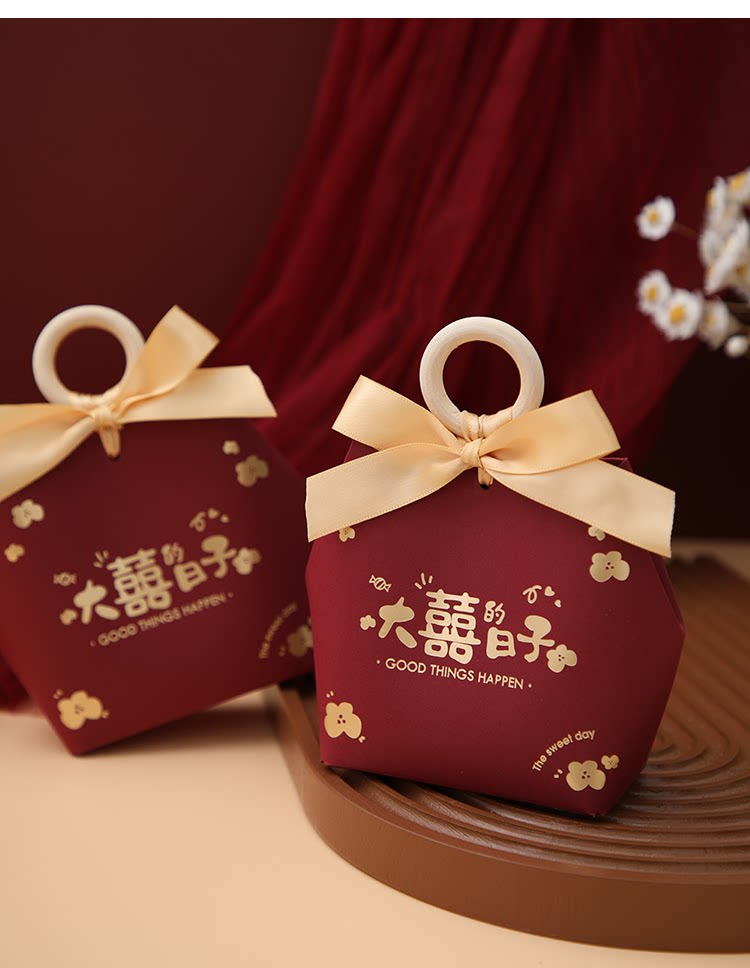 50个欧式喜糖盒木环手提盒