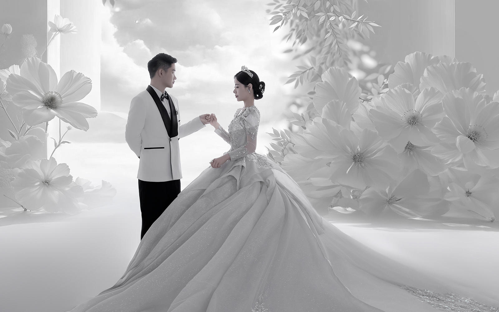 超美的高定室內(nèi)重工白紗婚紗照