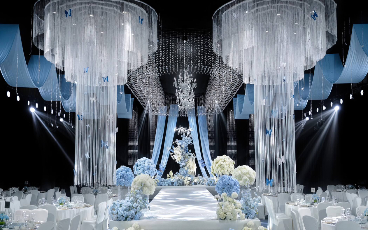 清透藍(lán)白水晶婚禮