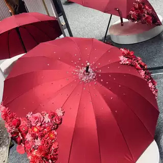 仿真花红伞成品小红书同款