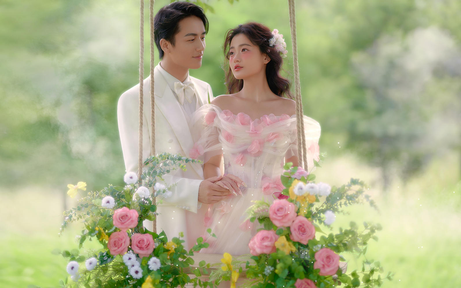 无法拒绝的森系油画婚纱照 妥妥的少女感