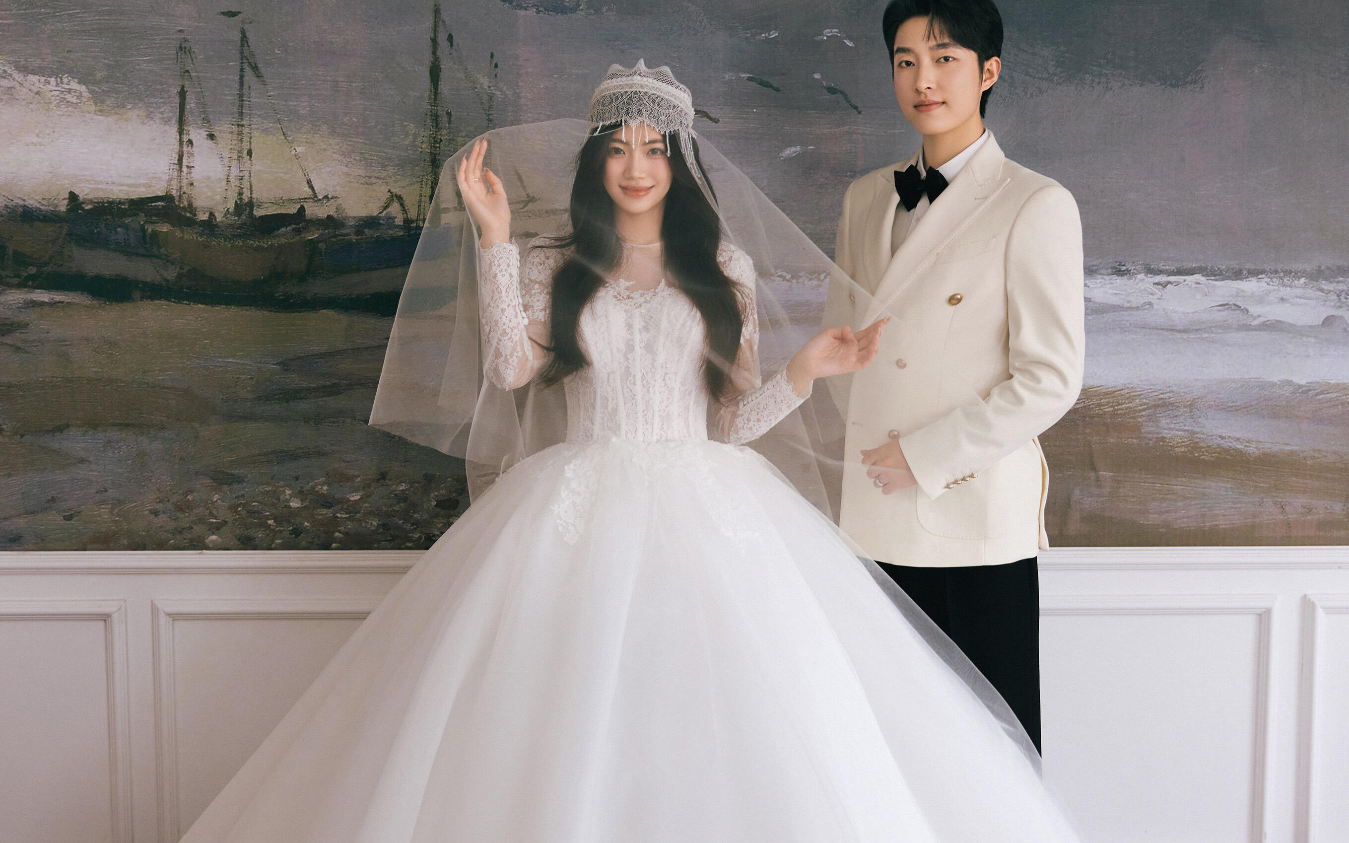 法式復(fù)古油畫(huà)婚紗照??