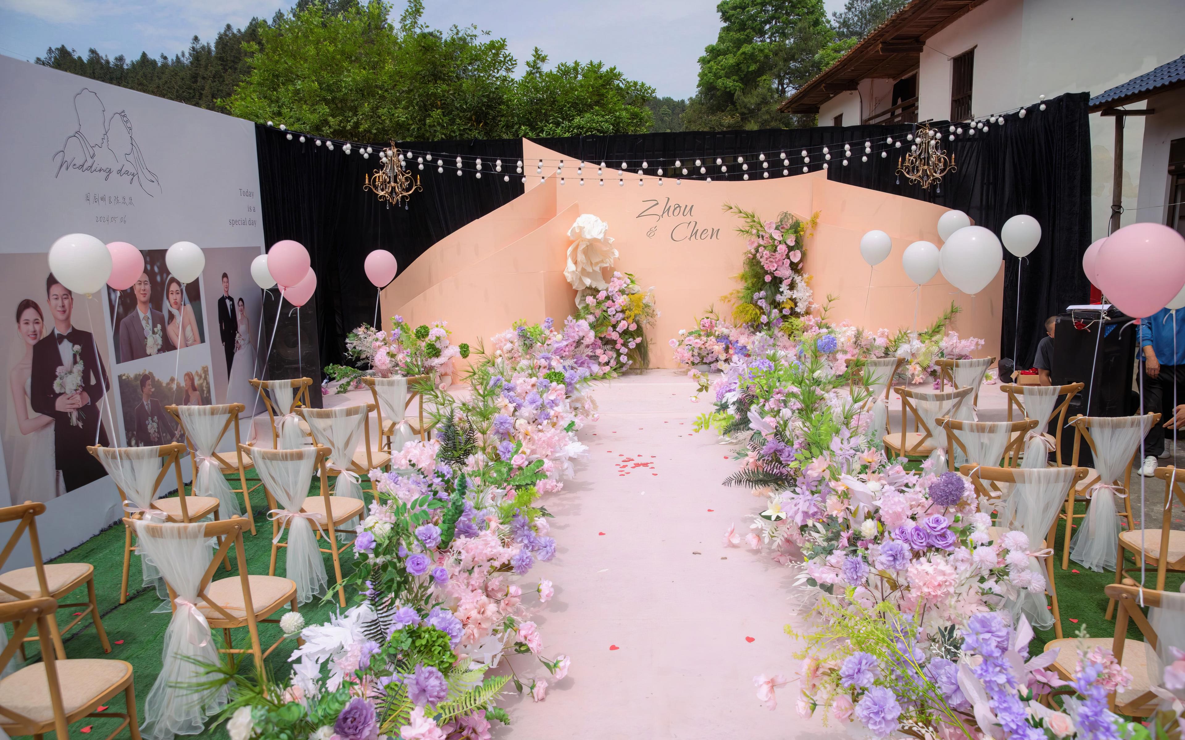 粉紫花海 | 浪漫清新户外婚礼