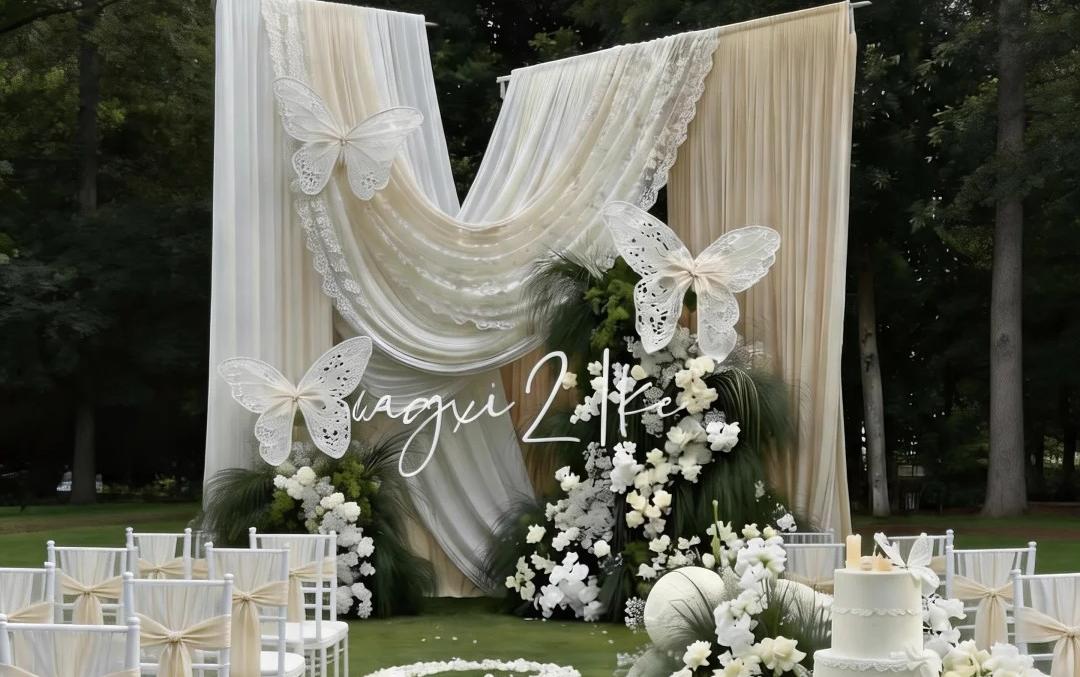 喜橙婚礼|白色布幔草坪婚礼