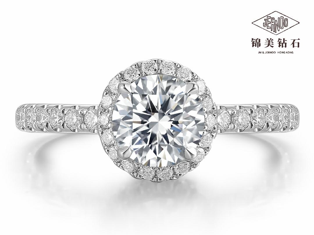 围镶50分GIA圆形求婚钻戒