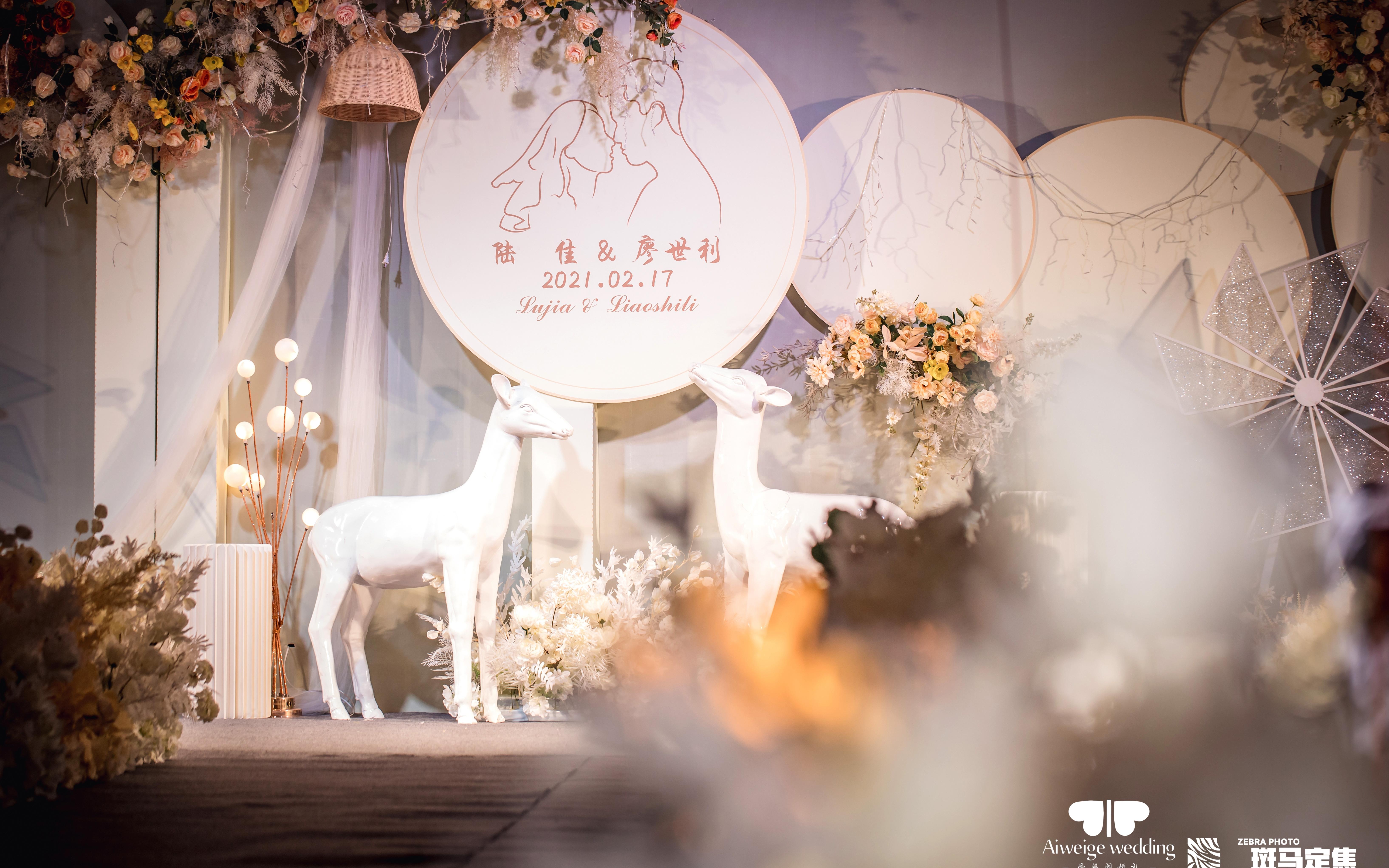 爱薇阁-香槟色唯美浪漫婚礼布置