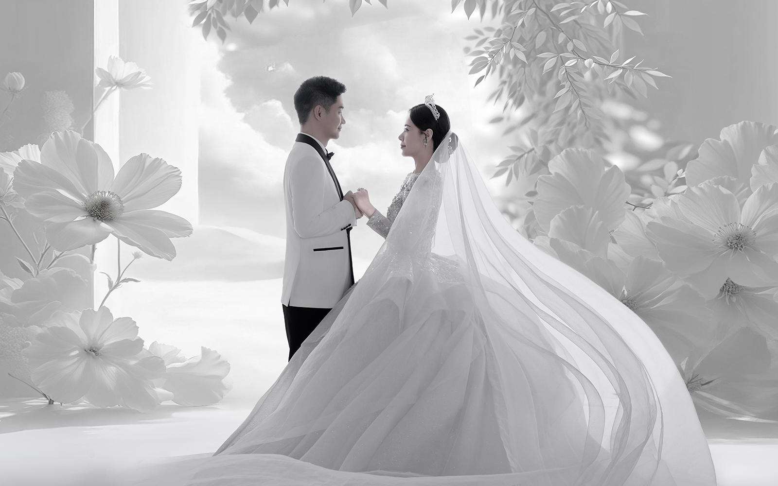 超美的高定室內(nèi)重工白紗婚紗照