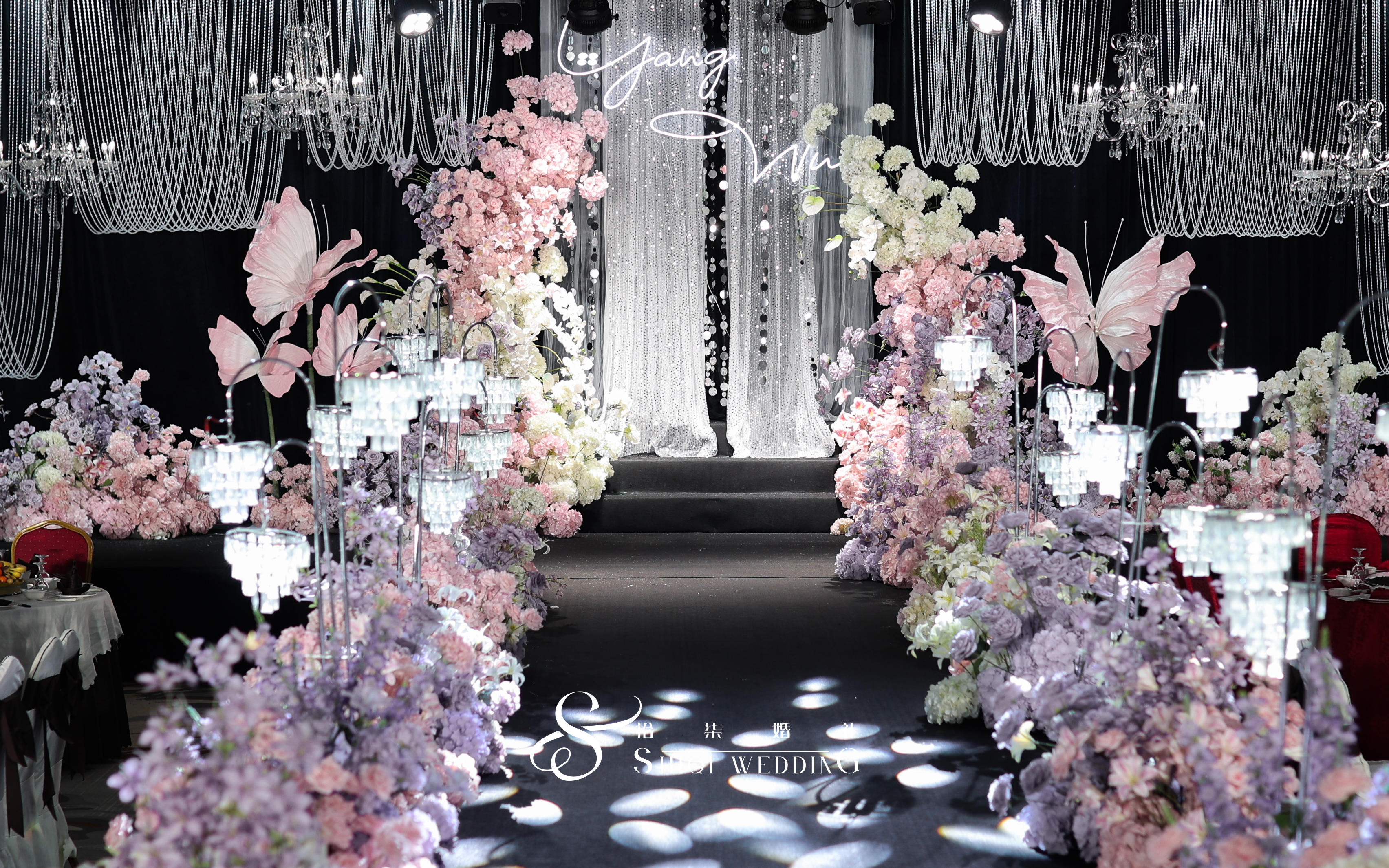 韓系水晶珠簾婚禮粉紫色高級感「拾柒婚禮」