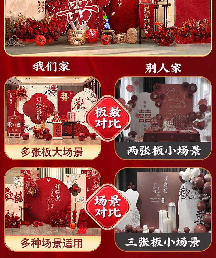【順豐包郵】2025新中式訂婚宴布置裝飾訂婚kt板背景墻【定制不可退 定制商品約3天內(nèi)發(fā)貨】