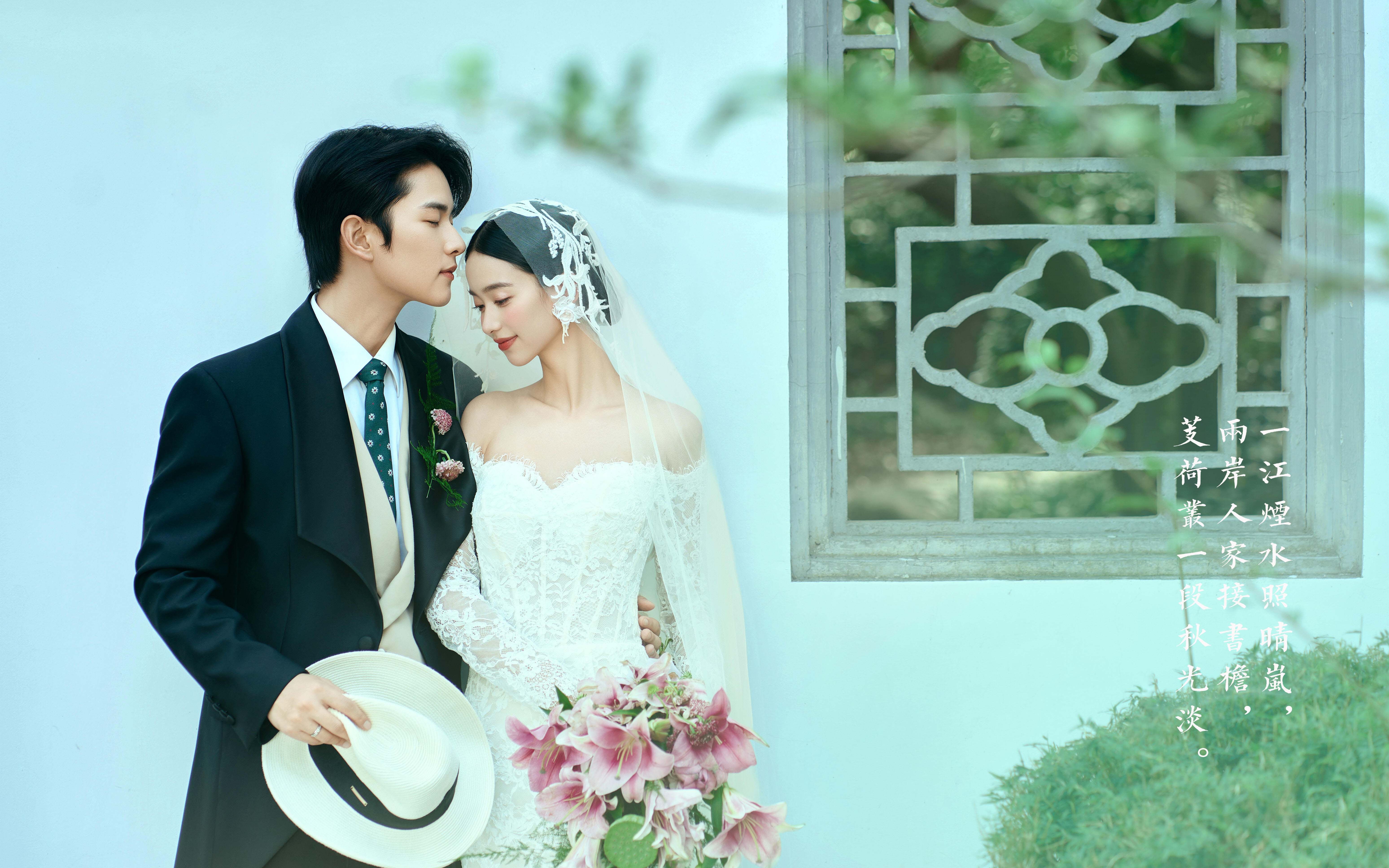 新中式园林+蕾丝鱼尾婚纱真的太出片了！