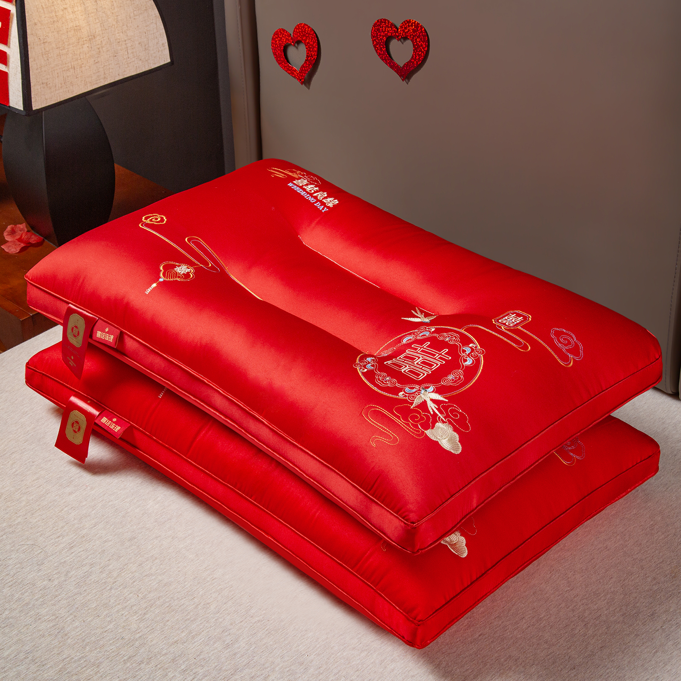 全棉婚慶護頸枕頭枕芯2908089