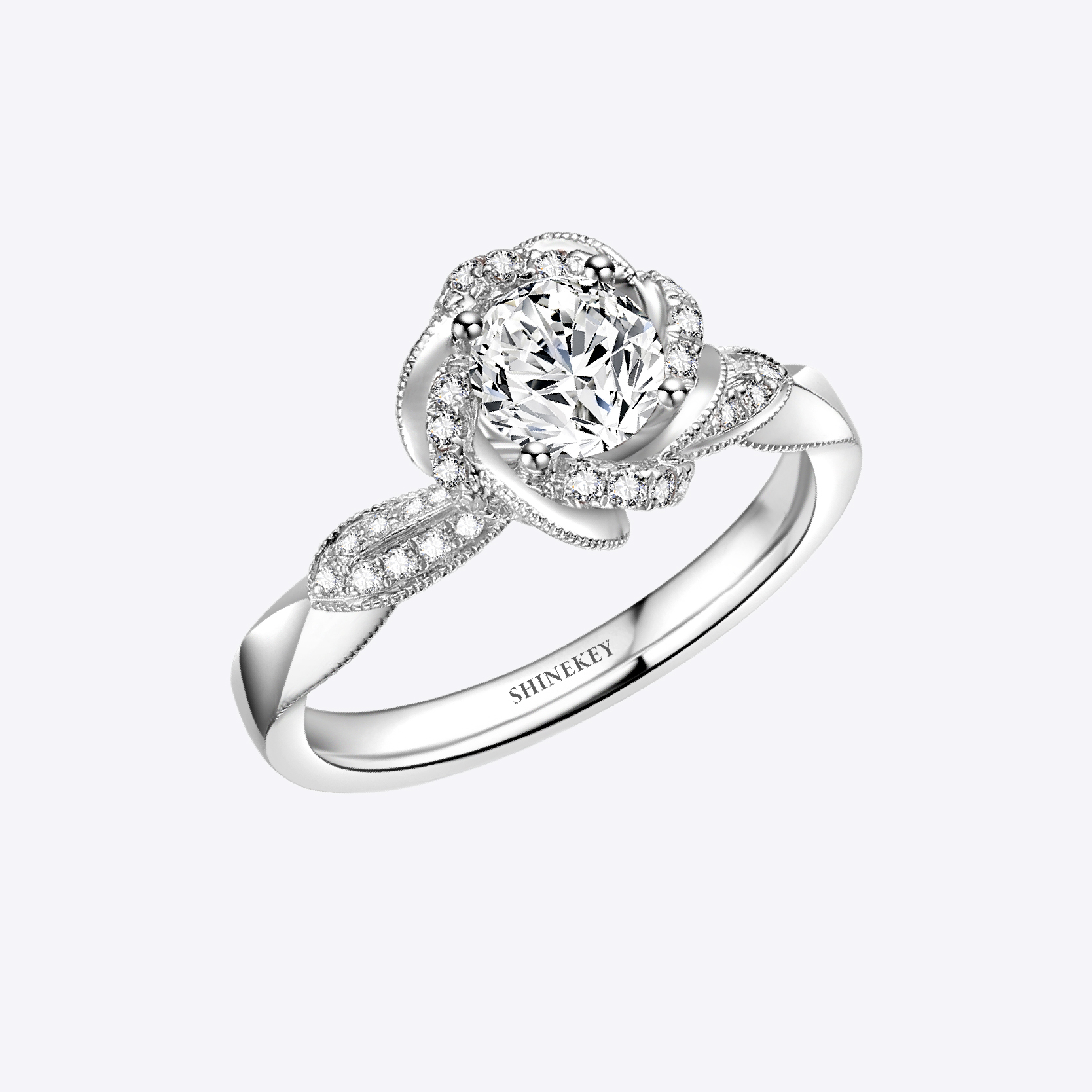 SHINEKEY 光钥 FlowerLove恋花 Pt950钻戒 精选D色克拉钻
