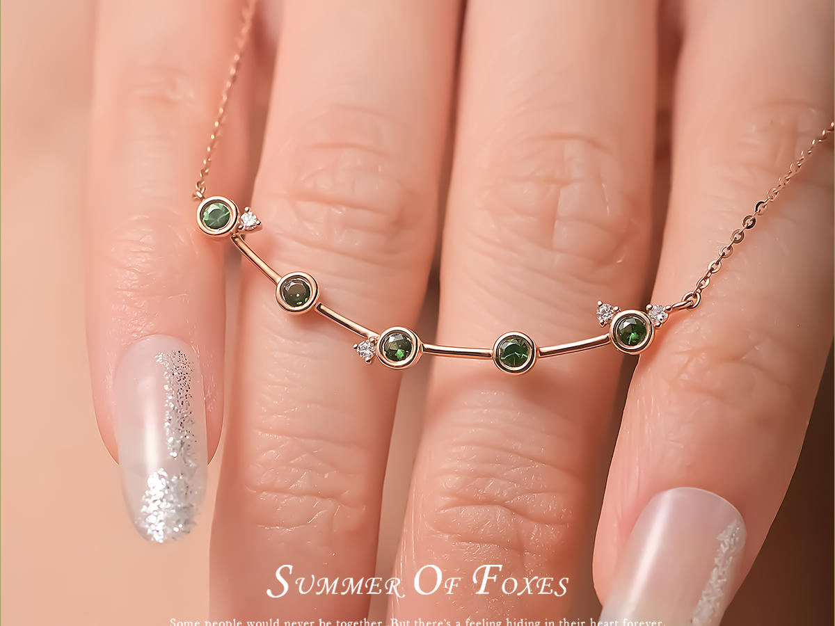 狐狸的夏天「绿缘」18K石榴石金锁骨链|生日礼物