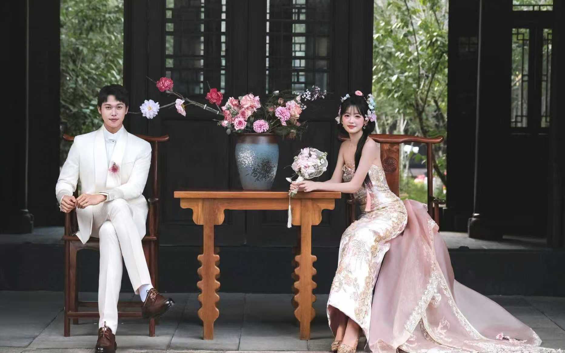 一定要拍‼️粉色新中式园林婚纱照超级美💖