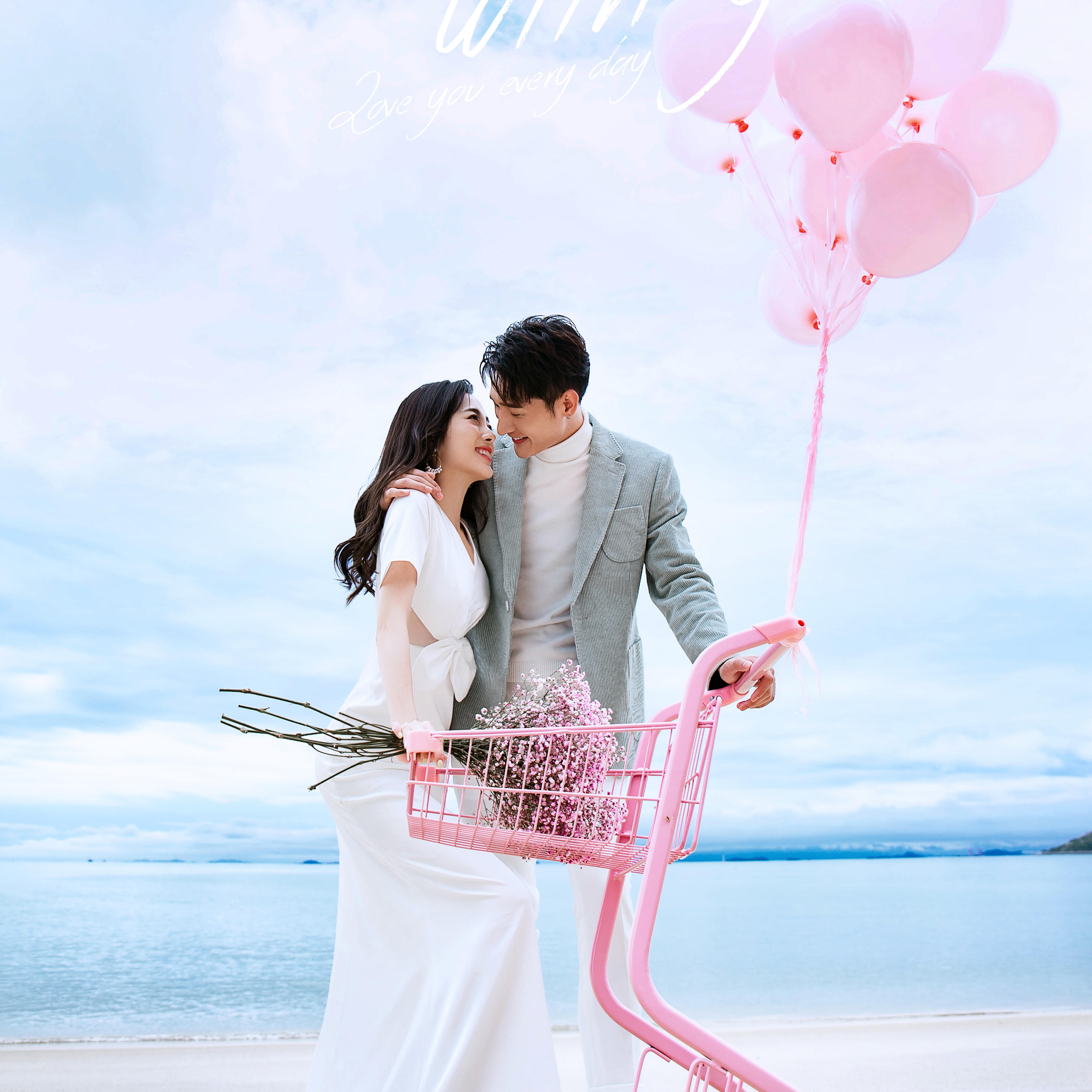 唯美自然海边婚纱照