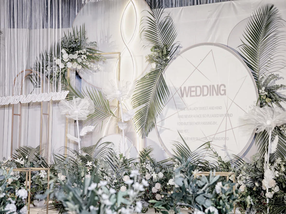 【In诺定制】清风唯美白绿室内婚礼布置