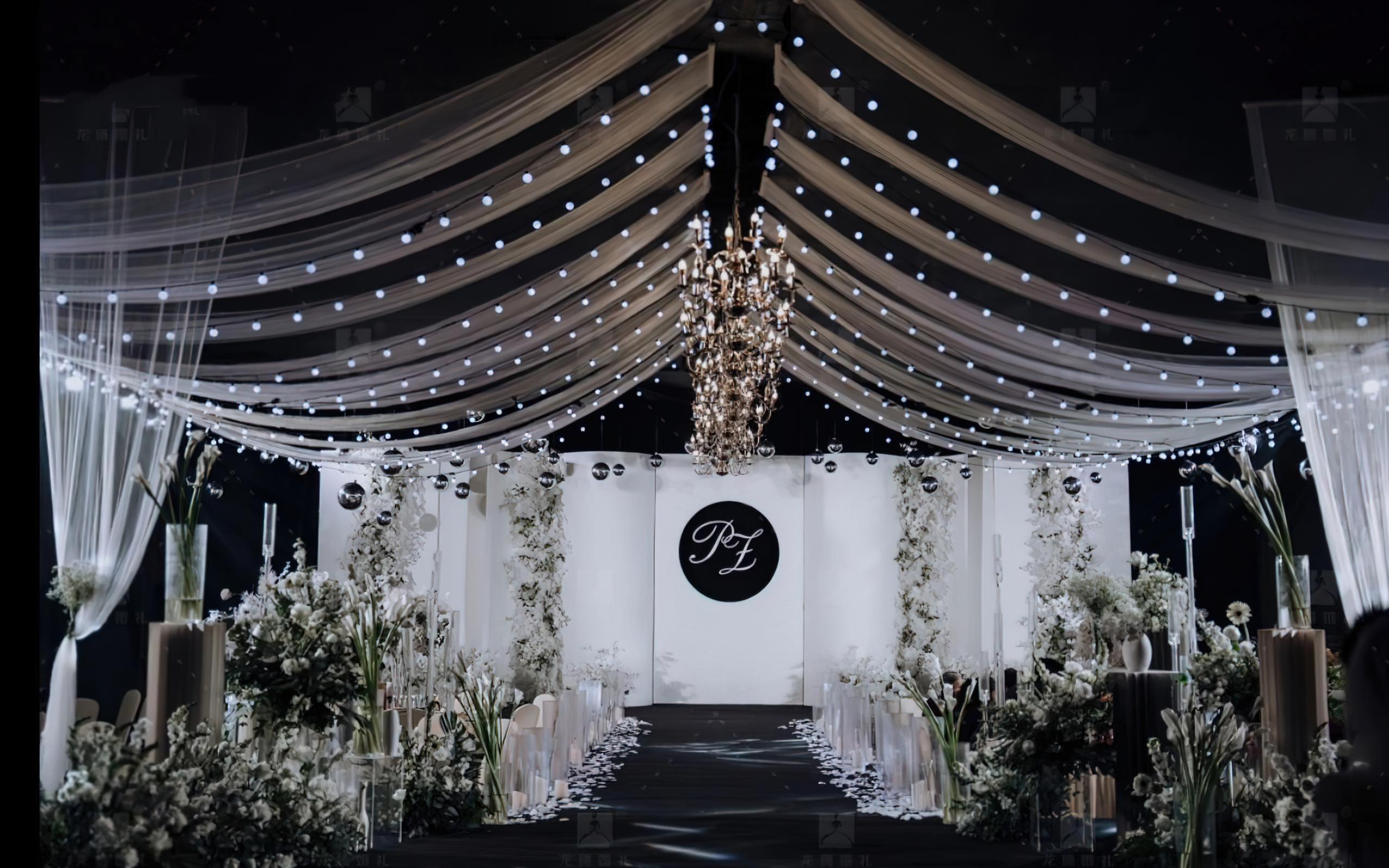 【海派婚礼】韩式白绿弹力布吊顶婚礼