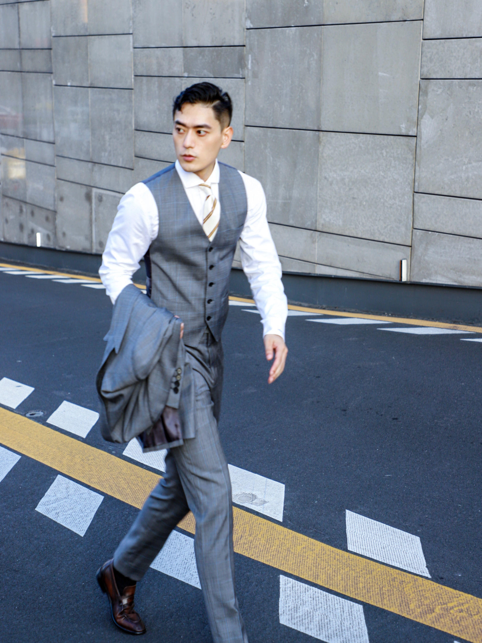 商务|婚礼灰色格纹西服租赁