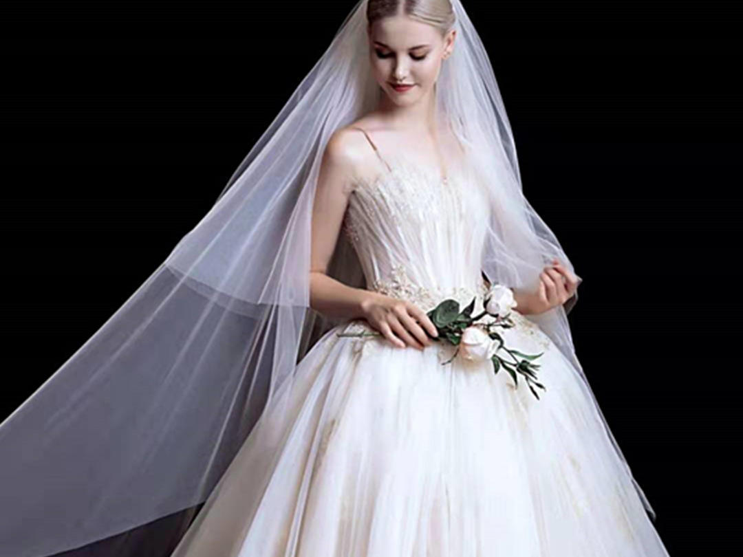 [圣柏莎]贝壳款华丽主纱+出门纱+敬酒服