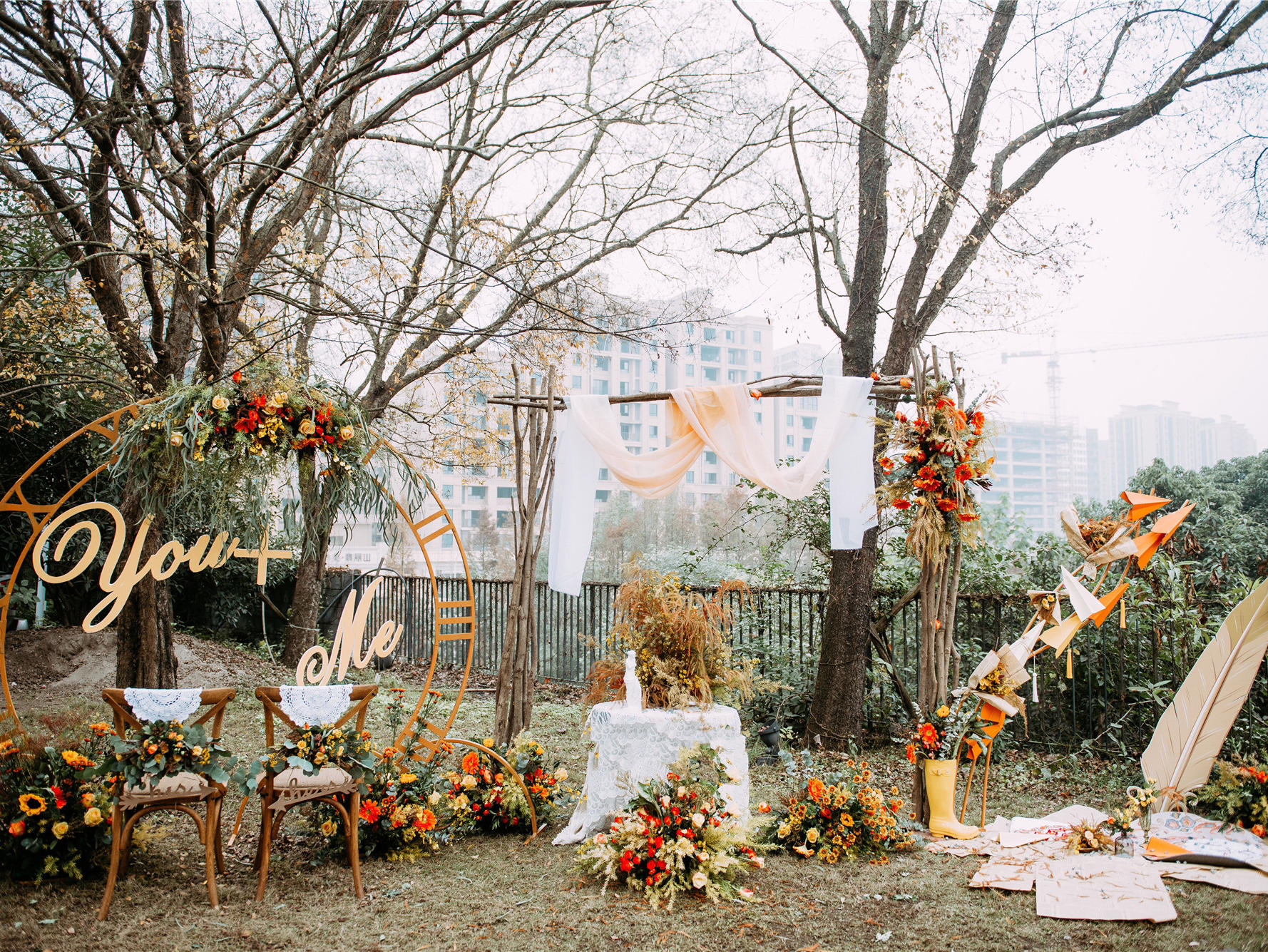 【乐芙梦格子】庭院户外暖冬系纯布置＋赠敬酒服