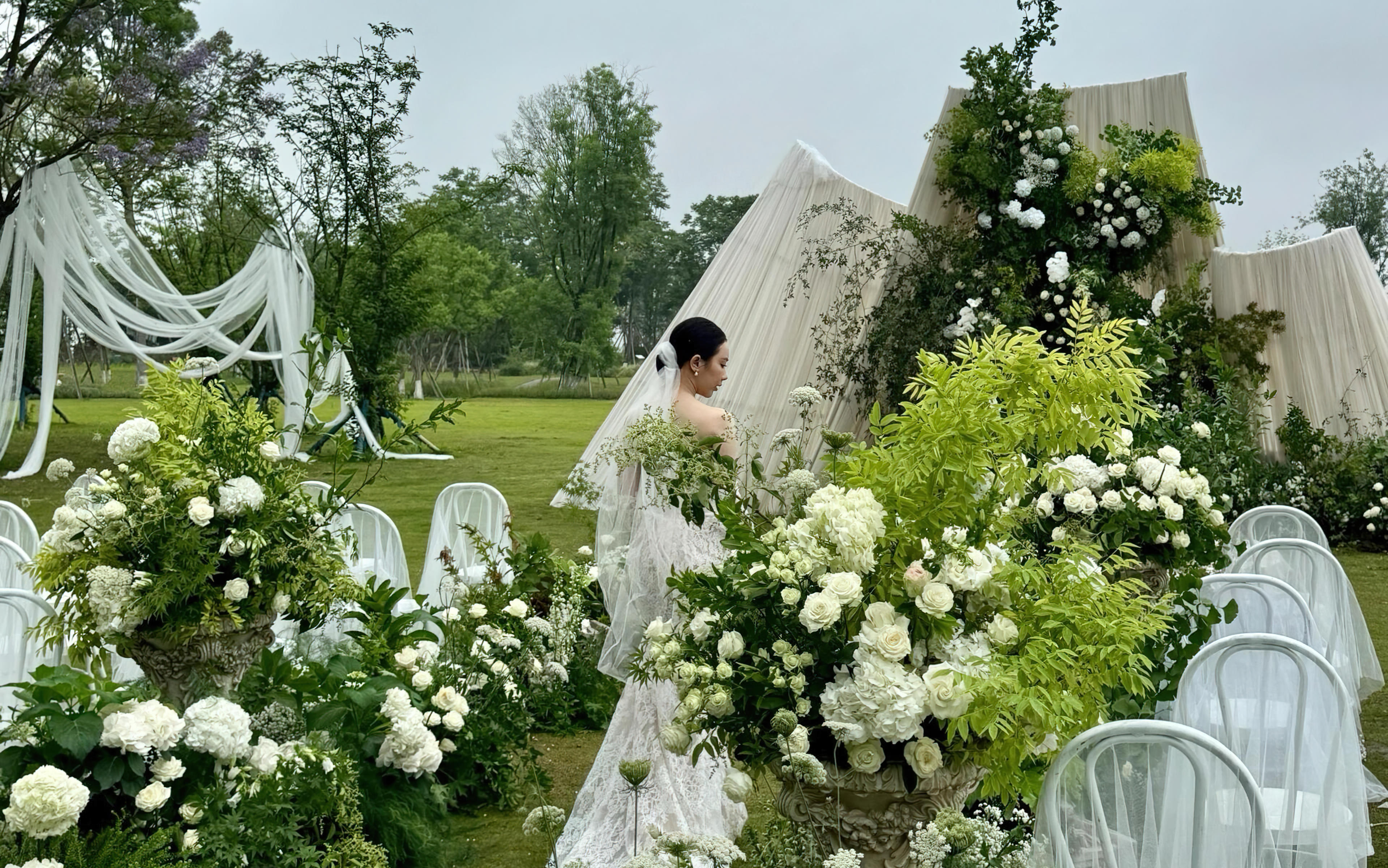 [景星门]白绿色系草坪户外婚礼