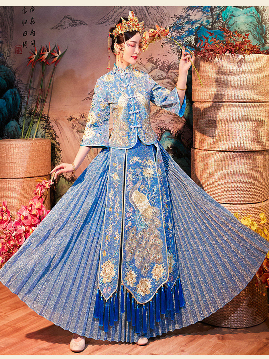 【壹品服饰】蓝色中式秀禾服经典款