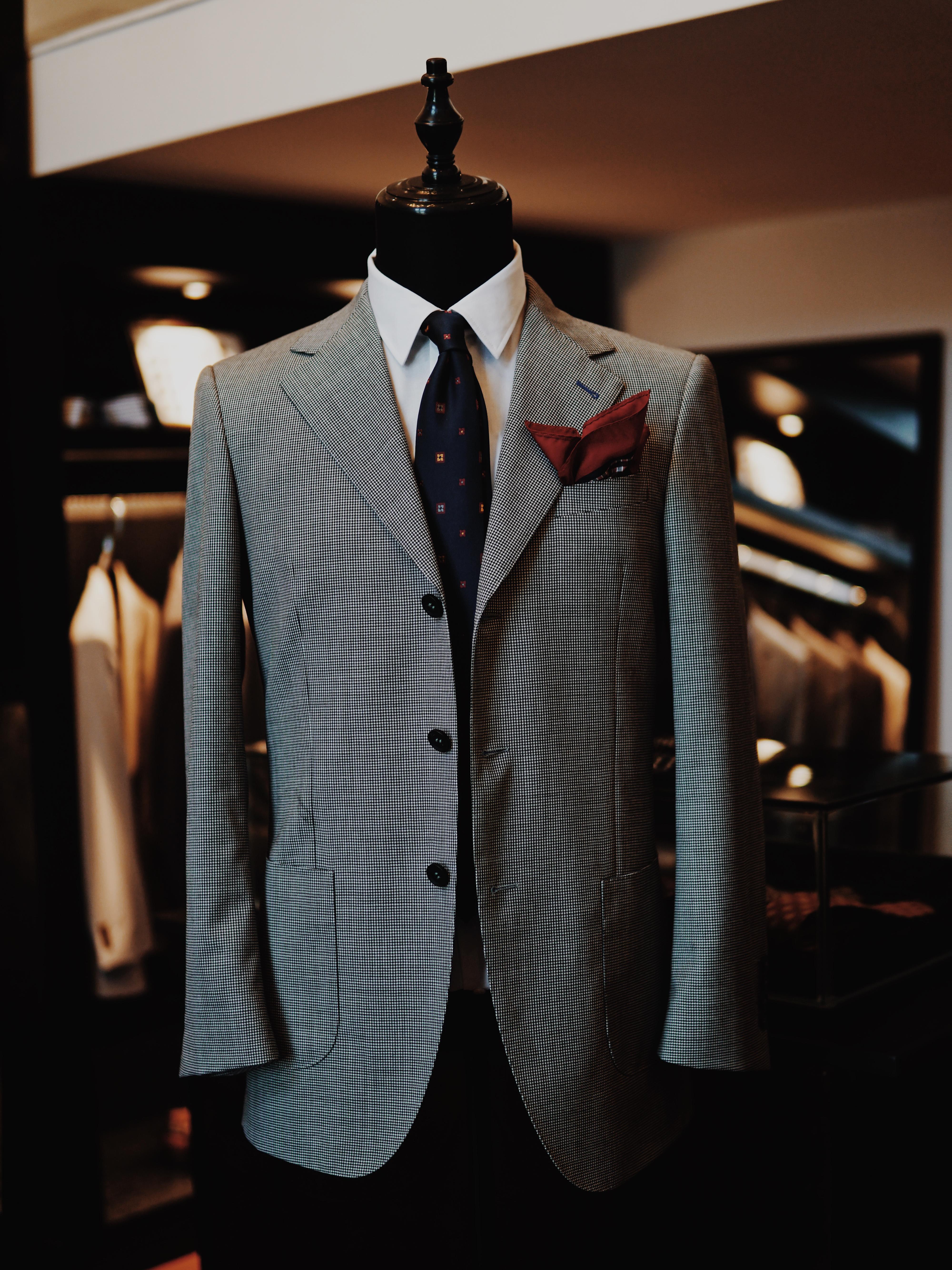 经典千鸟格英式定制男士西服