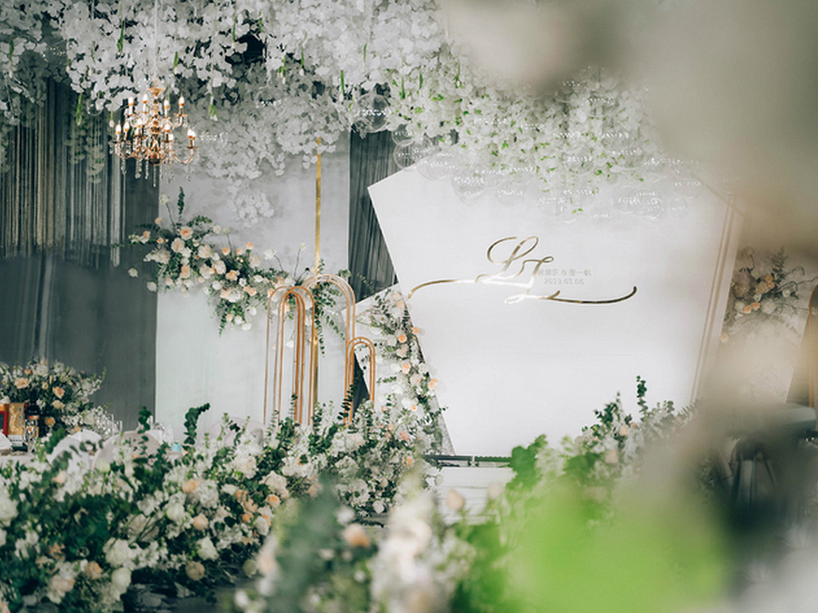 如漆婚礼暖色大理石几何定制