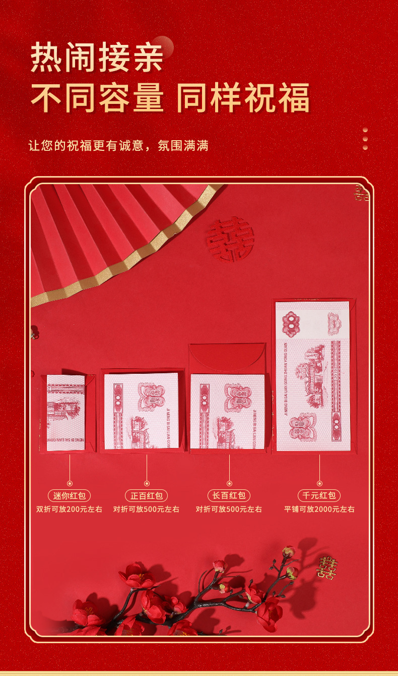 【142个红包组合】红卡-蝴蝶兰新婚大喜红包套装 堵门/谢客/改口红包