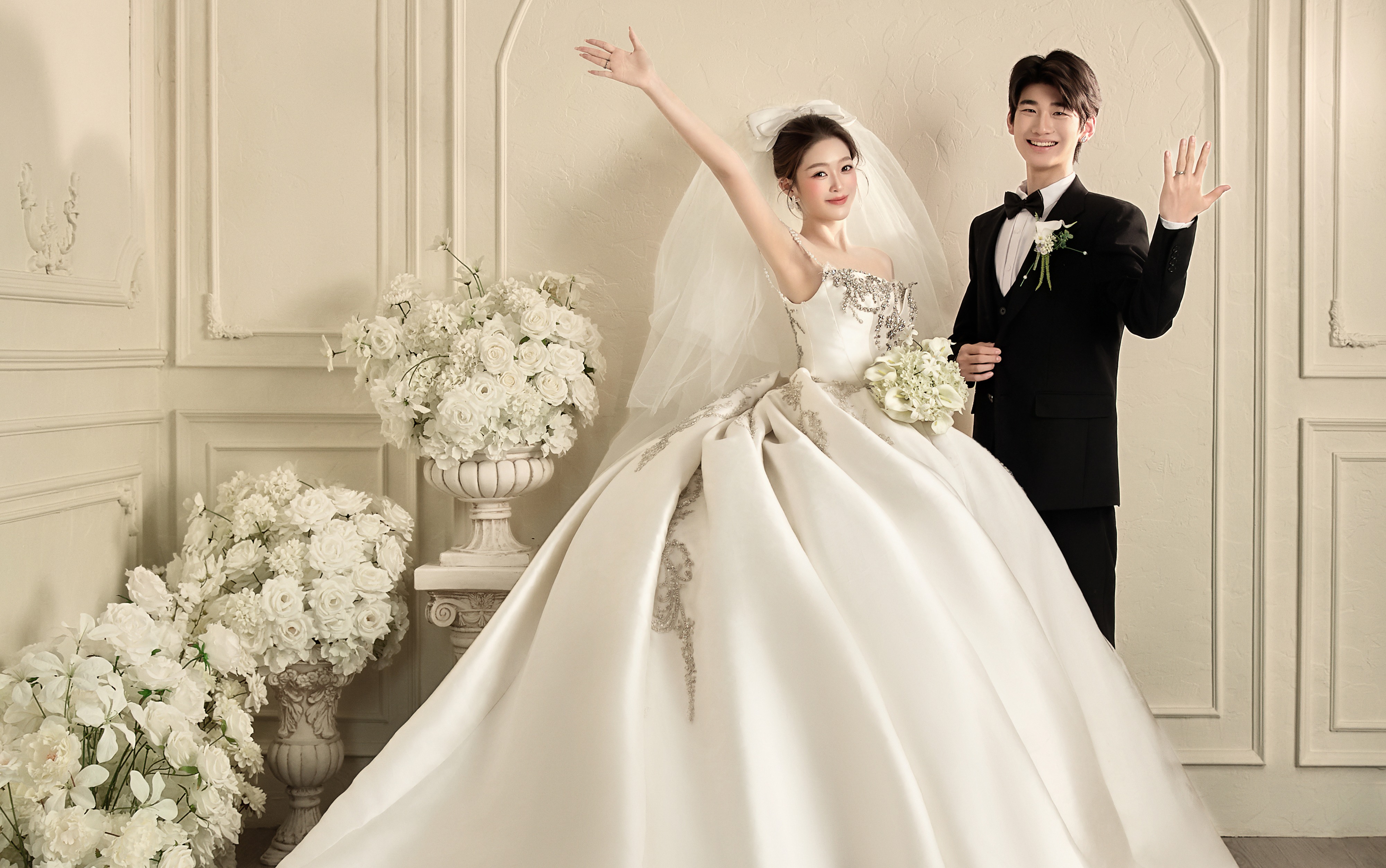 韩式简约室内清新唯美婚纱照