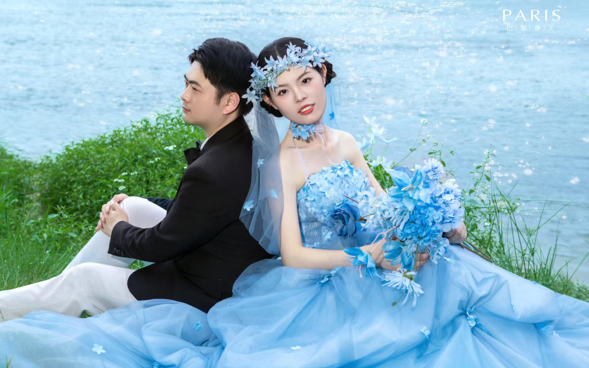 春日感🍃蓝色花神草坪婚纱照美到心坎！！