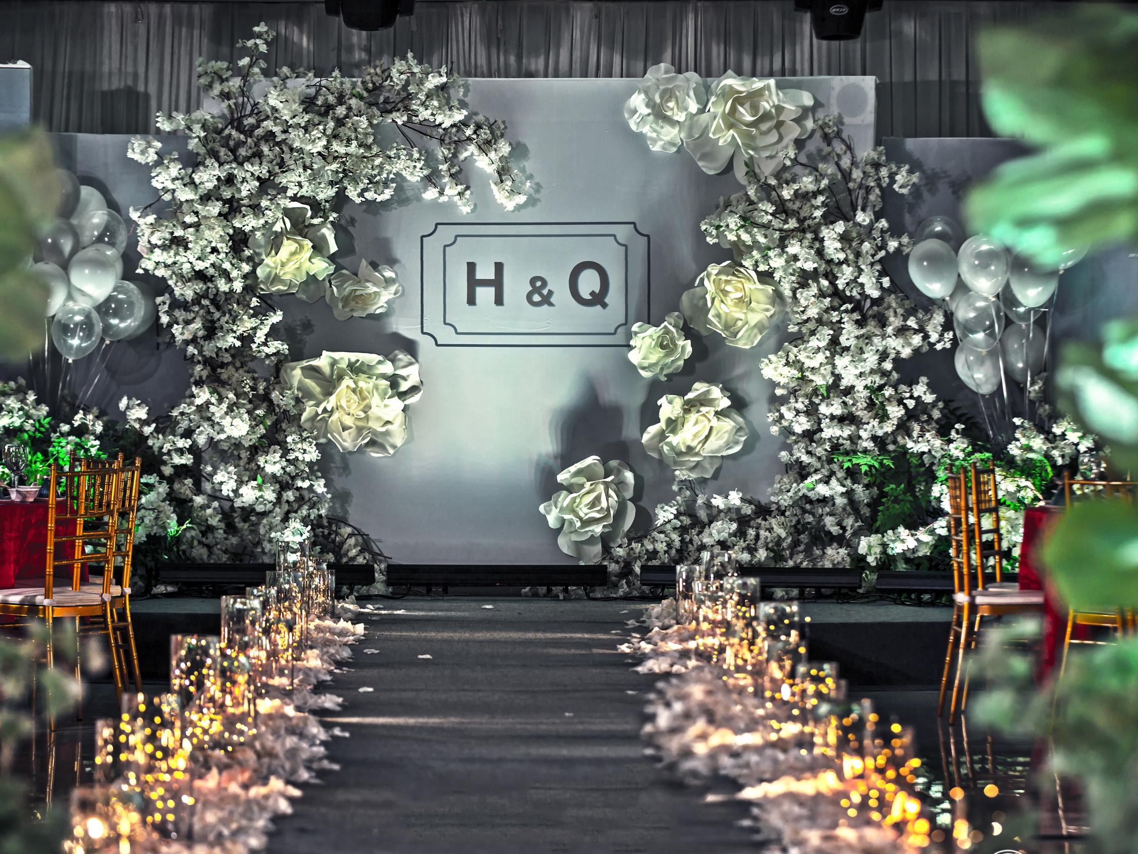 高级大理石灰系爱的叠加婚礼