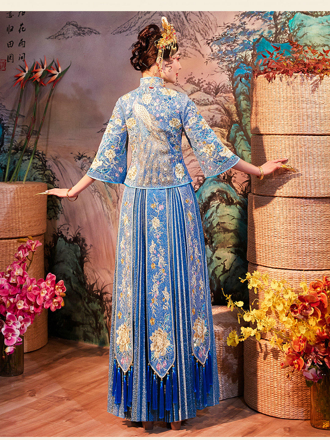 【壹品服饰】蓝色中式秀禾服经典款