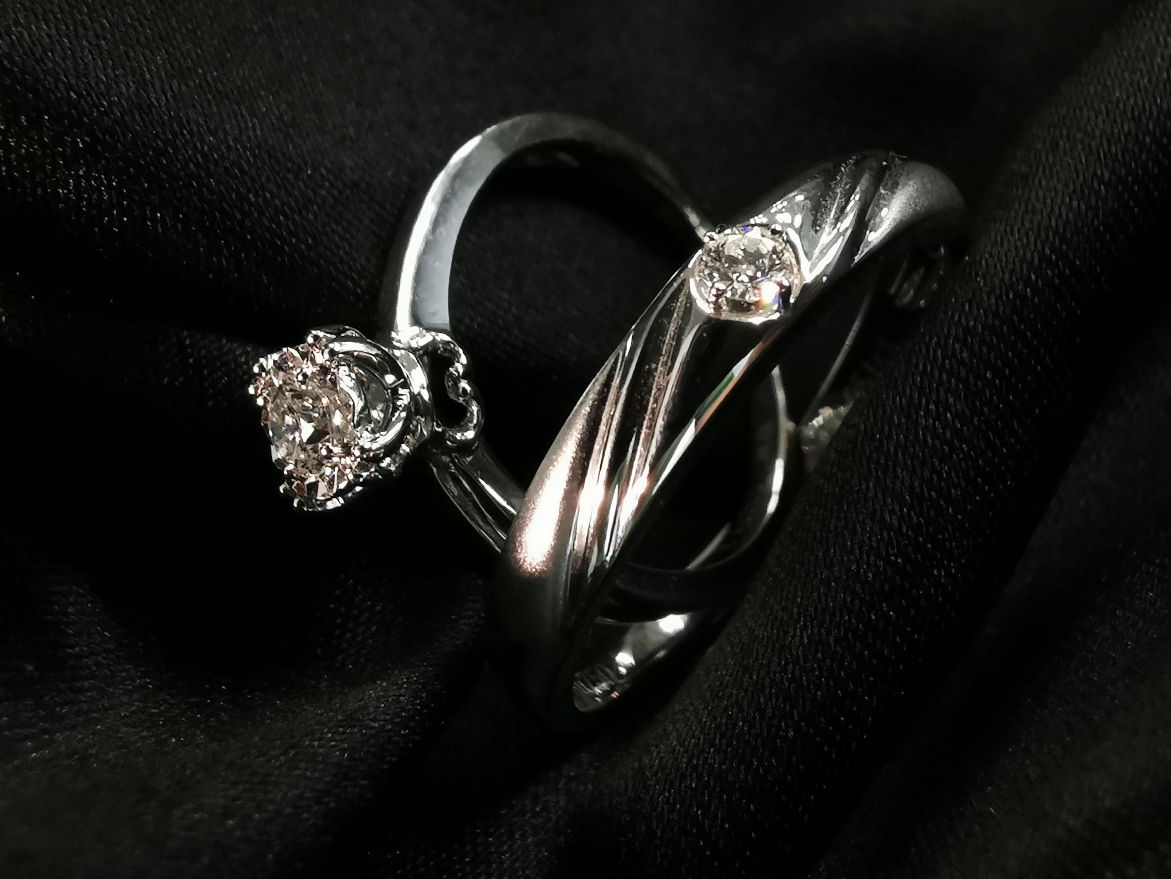 磨砂流线镶钻男款结婚对戒