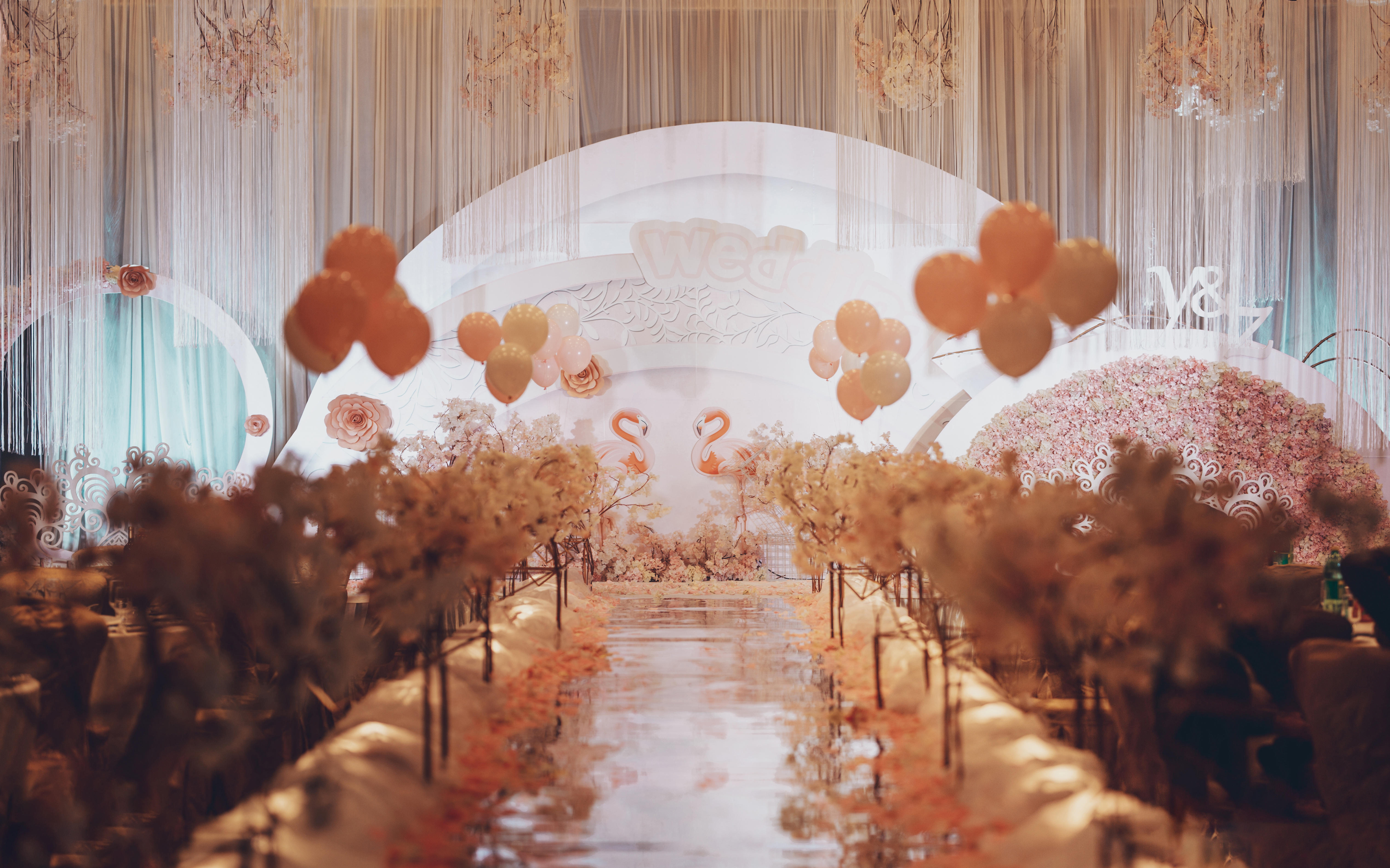 喷绘 奶茶甜橙色 香槟 轻奢简约婚礼【亿爱嫣含】