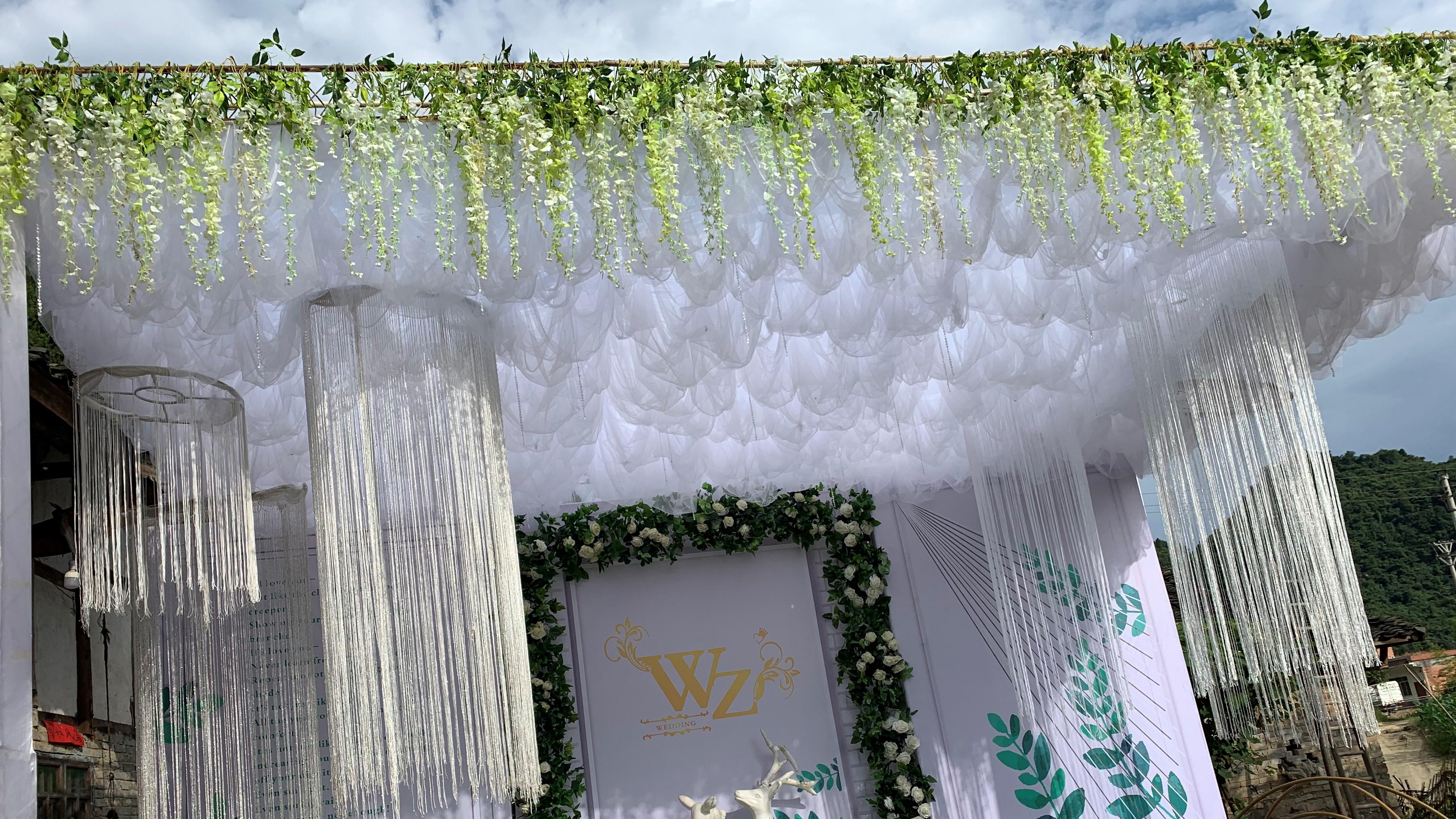 绿白之恋 吊顶云顶纱 室内外均可均为实景案例