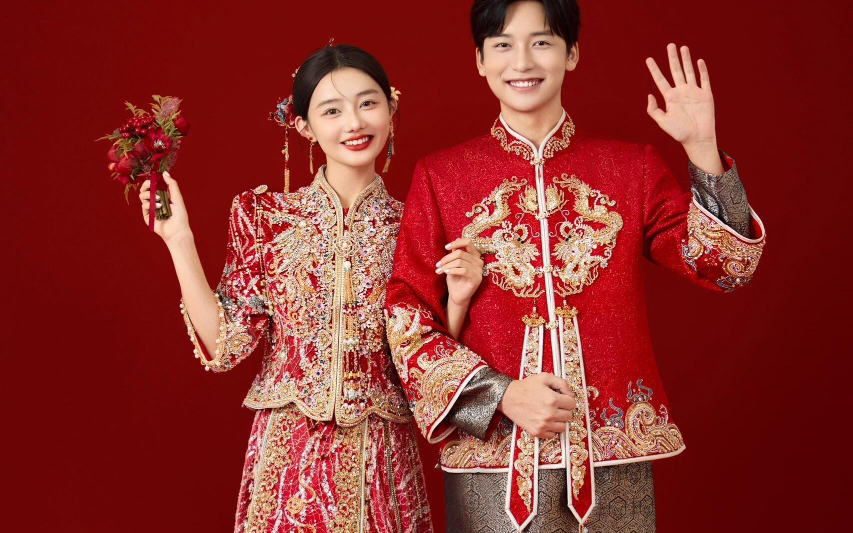 中式囍嫁婚紗照｜紅墻為證，愛意永存