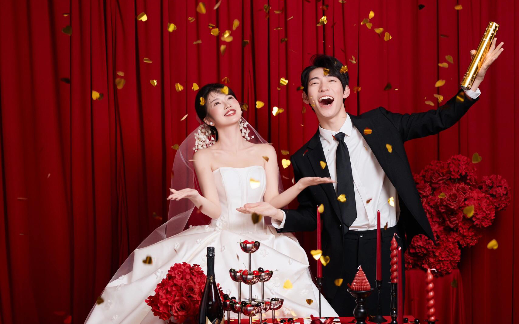 甜到心巴｜紅底喜嫁婚紗照全家夸爆