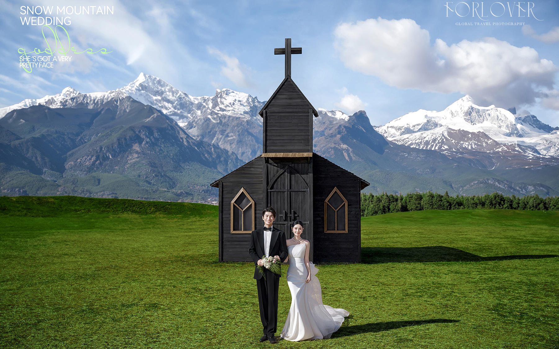雪山教堂婚纱照值得拥有