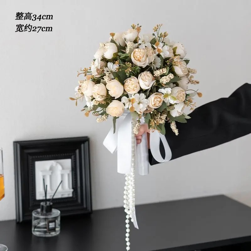 【仿真手捧花】欧式轻奢高级仿生花仿真手捧花