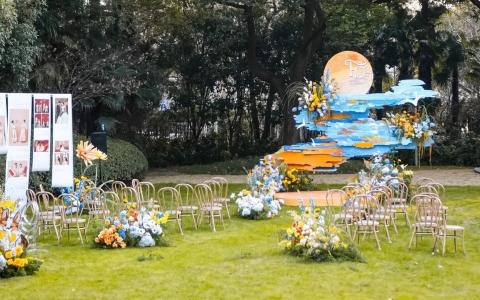 1.3w+春夏限定！落日黄蓝小清新户外婚礼 