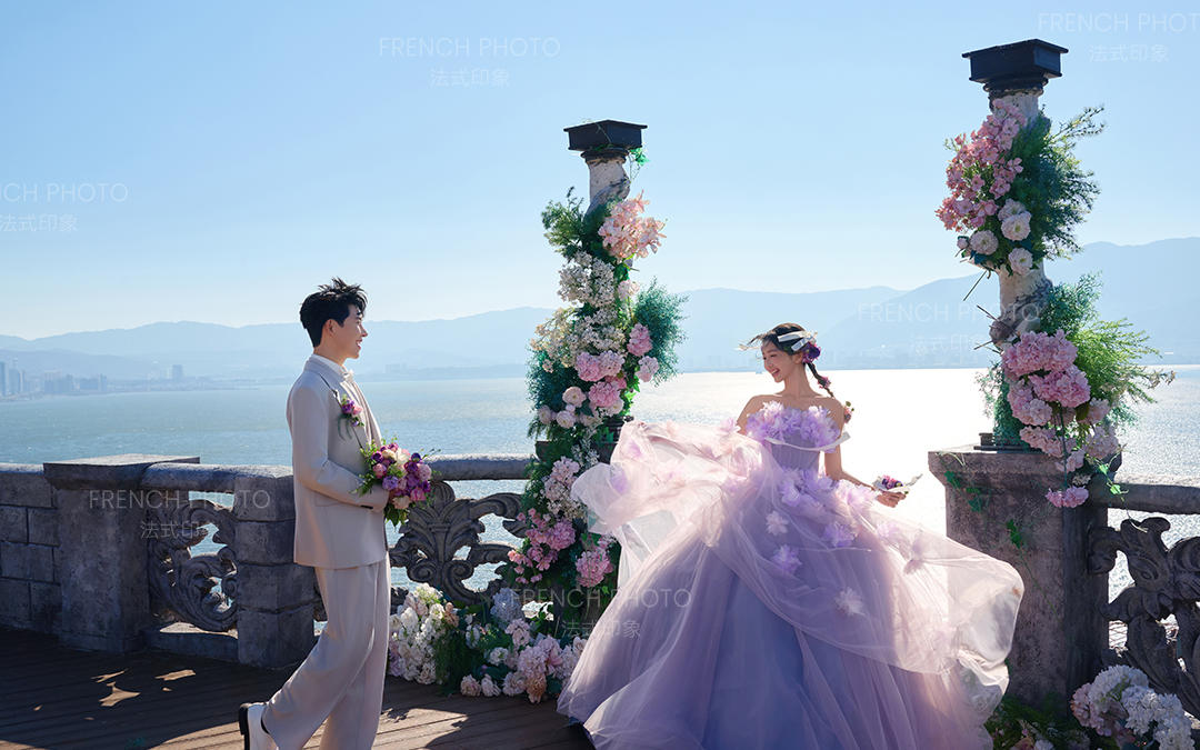 【法式印象】救命！日出洱海搭配梦幻紫花神美到犯规